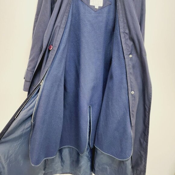 SOPHISTICATE PETITE  Navy Blue Thermal Double-Breasted Trench Coat Size 0 Womens - Picture 7 of 14